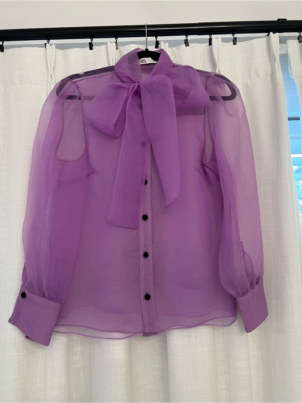 Tie-Neck Purple Zara Blouse - Elegant Women's Top